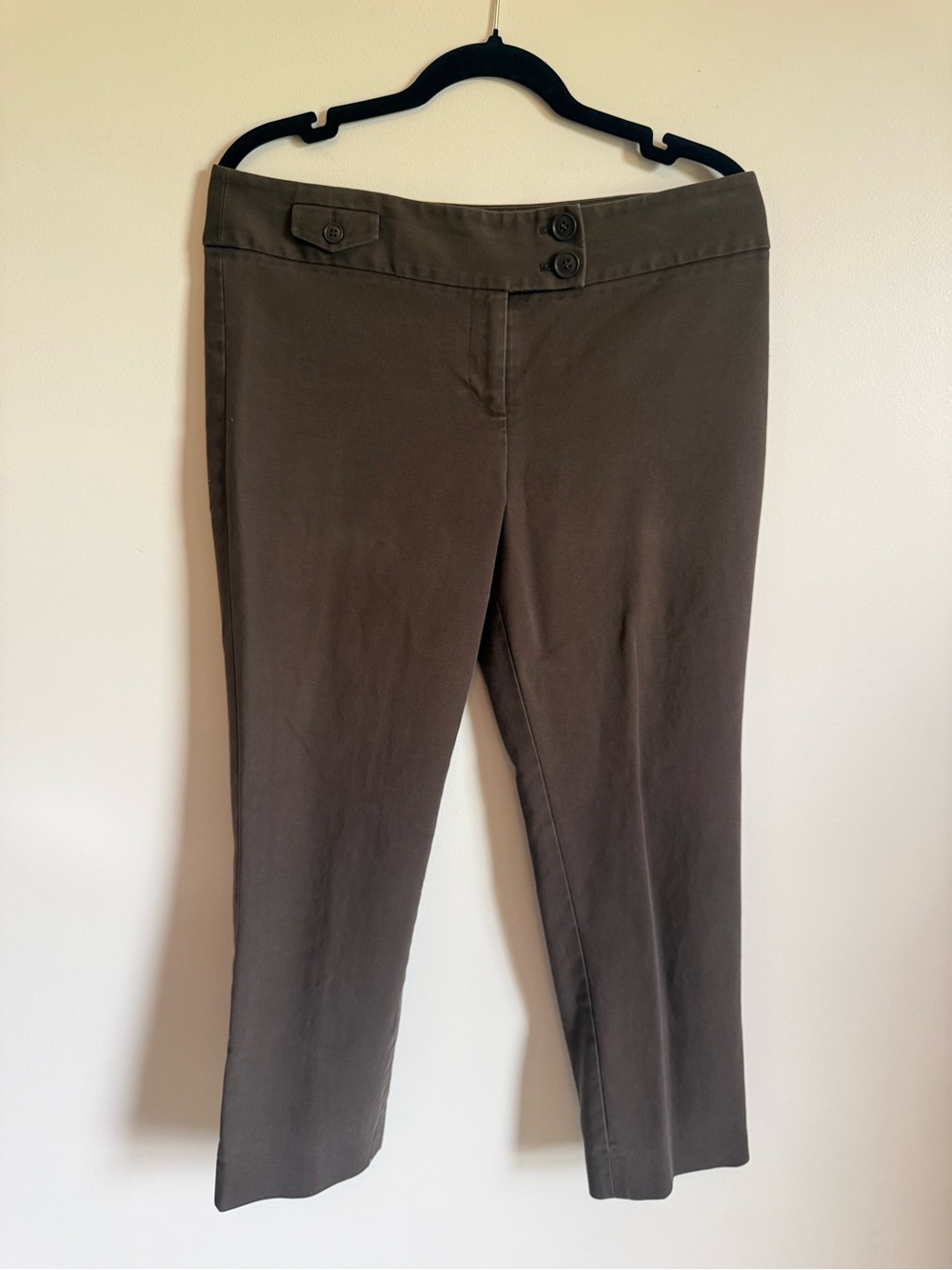 LOFT Brown Cropped Pants Marisa with Button Waist 10